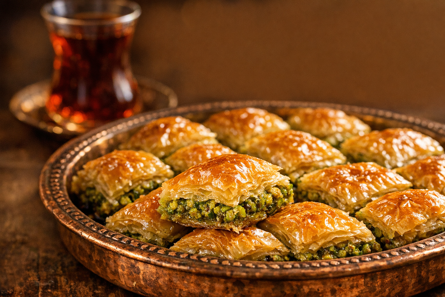 Taze baklava tepsi üzerinde