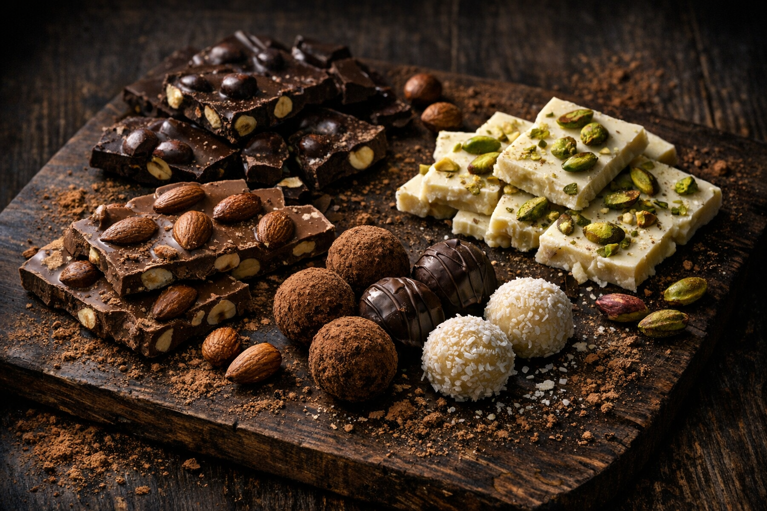 El yapımı çikolata çeşitleri koleksiyonu